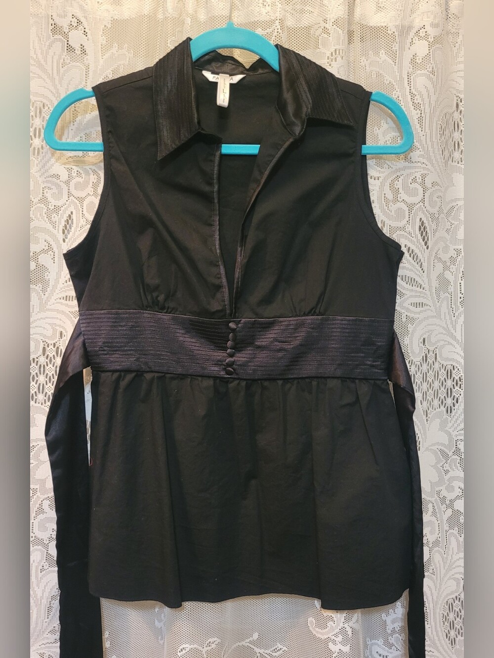 Papaya Black Sleeveless Peplum Top Womens Size L